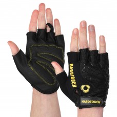 Рукавички для фітнесу та тренувань Hard Touch S, чорний-жовтий, код: FG-9499_SY