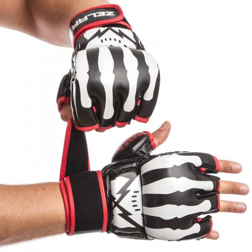 Рукавички для змішаних єдиноборств MMA Zelart розмір S, білий-чорний-червоний, код: BO-1395_SWBKR