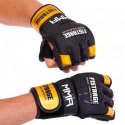 Рукавиці для змішаних єдиноборств MMA Fistrage XL, чорний-золотий, код: VL-6030_XLBK