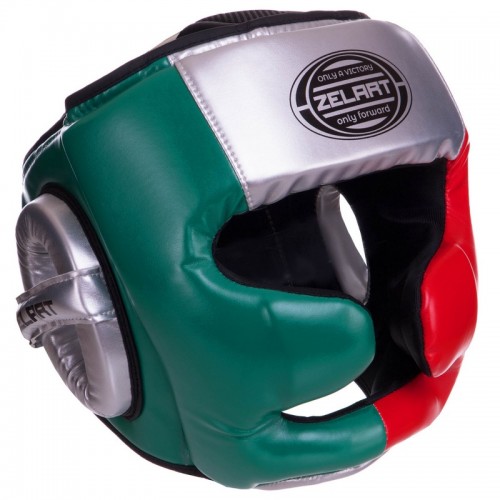 Шолом боксерський Zelart з повним захистом XL, зелений-червоний, код: BO-2886_XLG-S52