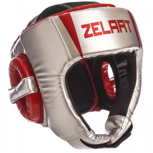 Шолом боксерський відкритий Zelart L срібний-червоний, код: BO-1324_LGR-S52