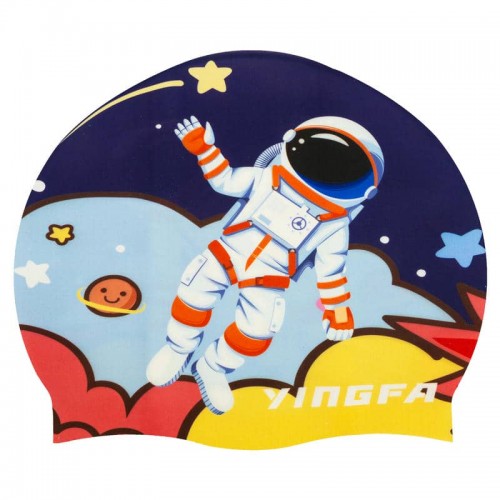 Шапочка для плавання дитяча Yingfa чорний-блакитний, код: K0012_BKN