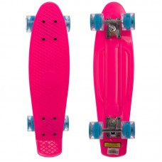 Скейтборд пластиковий Penny Led Wheels 22in з світяться колесами рожевий-блакитний, код: SK-5672-4-S52