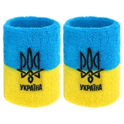 Напульсник спортивний махровий FitGo Україна 1шт, жовтий-блакитний, код: BC-9273_YN
