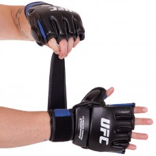 Рукавички гібридні шкіряні для єдиноборств ММА UFC Rexion L, синій, код: BO-0489_LBL