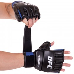Рукавички гібридні шкіряні для єдиноборств ММА UFC Rexion L, синій, код: BO-0489_LBL