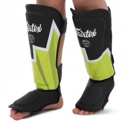 Захист гомілки та стопи для єдиноборств Fairtex, розмір M, чорний-салатовий, код: BO-9486_MBKLG