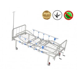 Ліжко медичне функціональне Атон КФ-4-МП-БМ-ОП-Ш-К75 з металевими бильцями, огорожами, штативом, код: 1582413274-A