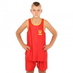 Форма для боксу дитяча PlayGame Ukraine M, ріст 135-145см (26), червоний, код: CO-8941_MR