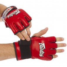 Рукавички для змішаних єдиноборств MMA Fairtex шкіра розмір M, червоний, код: FGV12_MR
