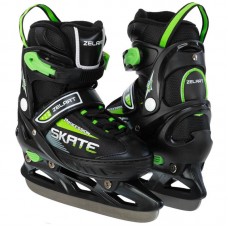 Ковзани розсувні дитячі хокейні Zelart XS (29-32), чорний-салатовий, код: Z-5861_XSBK
