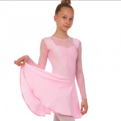 Сукня рейтингова (бейсік) з довгим рукавом і гіпюровими вставками FitGo 34, зріст 134, рожевий, код: DR-1642_34P