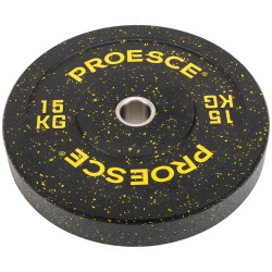 Бамперні диски із структурної гуми Record Bumper Plates 51мм, 15кг, чорний-жовтий, код: TA-4782-15