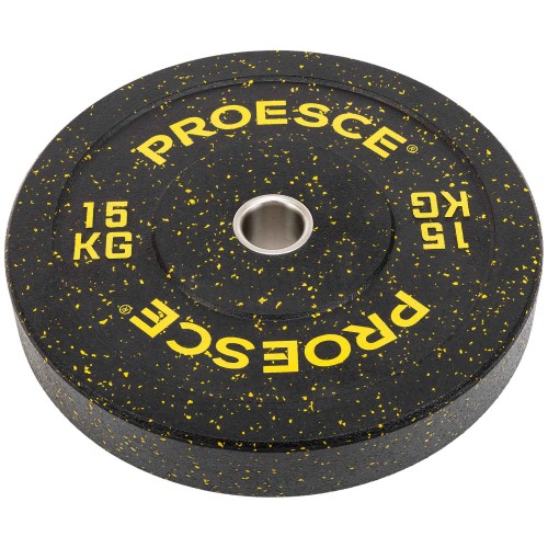 Бамперні диски із структурної гуми Record Bumper Plates 51мм, 15кг, чорний-жовтий, код: TA-4782-15