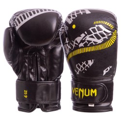 Рукавички боксерські Venum Snaker на липучці 4 унцій, чорний-білий, код: VL-5795_BKW