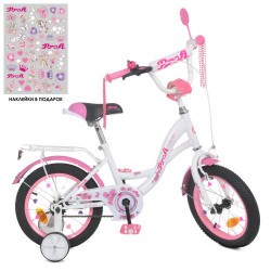 Велосипед дитячий Profi Kids Butterfly d=14, біло-рожевий, код: Y1425-MP