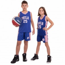 Форма баскетбольна підліткова PlayGame NB-Sport NBA Phila 25 XL (13-16 років), рост 150-160см, синій-білий, код: BA-0927_XLBLW