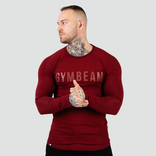 Футболка чоловіча з довгим рукавом GymBeam FIT Long Sleeve S, бордовий, код: 120332-GB