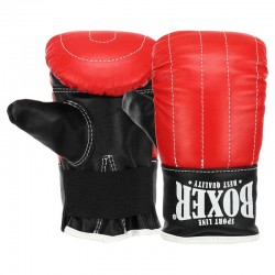 Снарядні рукавички шкіряні Boxer L, червоний-чорний, код: 2014_L_R-S52