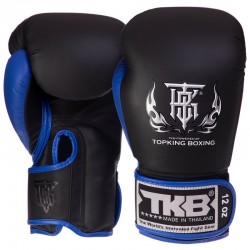 Рукавички боксерські Top King Reborn шкіряні 12 унцій, чорний-синій, код: TKBGRB-01_12BL-S52