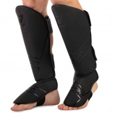 Захист для гомілки та стопи Муай Тай, ММА, Кікбоксинг Zelart M шкіряний, чорний, код: VL-3152_MBK