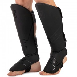 Захист для гомілки та стопи Муай Тай, ММА, Кікбоксинг Zelart M шкіряний, чорний, код: VL-3152_MBK