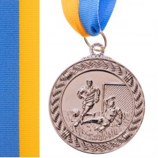 Медаль спортивна зі стрічкою PlayGame Футбол срібна, код: C-7020_S