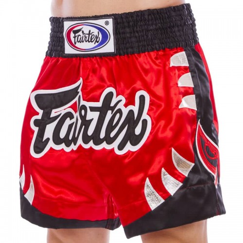 Шорти для тайського боксу та кікбоксингу Fairtex M червоний-чорний, код: BS0611_MRBK