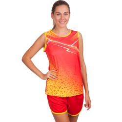 Форма для легкої атлетики жіноча Lingo S, зріст 145-150, червоний-жовтий, код: LD-8310_SRY