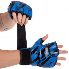 Рукавички гібридні для єдиноборств ММА UFC Rush M шкіряні, синий, код: BO-0481_MBL