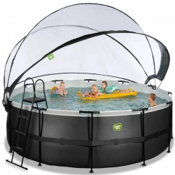 Басейн Exit круглий з куполом "чорна шкіра" 450х122 см + тепловий насос + пісочний фільтр дерево, код: 30.67.15.20 Басейн Exit круглий з куполом "чорна шкіра" 450х122 см + тепловий насос + пісочний фільтр дерево, код: 30.67.15.20