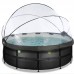 Басейн Exit круглий з куполом "чорна шкіра" 450х122 см + тепловий насос + пісочний фільтр дерево, код: 30.67.15.20