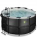 Басейн Exit круглий з куполом "чорна шкіра" 450х122 см + тепловий насос + пісочний фільтр дерево, код: 30.67.15.20