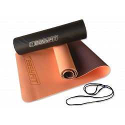 Килимок для йоги та фітнесу двошаровий + чохол EasyFit TPE+TC 1830х610х6 мм, персиковий-коричневий, код: EF-1924s-PHBN-EF