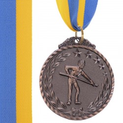 Медаль спортивна зі стрічкою PlayGame Більярд бронзова, код: C-7017-S52_B