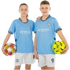 Форма футбольна дитяча PlayGame із символікою Manchester City Haaland 9 домашня 2025, розмір 22, зріст 125-130, блакитний-білий, код: CO-4620_22