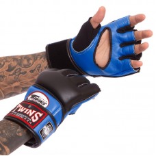 Рукавички для змішаних єдиноборств MMA шкіряні Twins M, чорний-темно-синій, код: GGL-4_MBKDBL