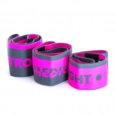 Набір тканевих гумок для фітнесу та спорту MadMax Hiploop set 3 шт, сірий-рожевий, код: MFA-305-3set