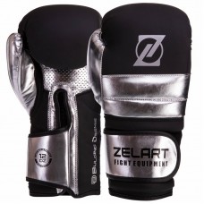 Рукавички шкіряні боксерські Zelart 12 унцій, срібло, код: VL-3083_12GR-S52