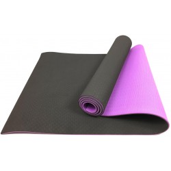 Килимок для йоги та фітнесу EasyFit TPE+TC 6 мм двошаровий чорний-фіолетовий, код: EF-1924-B/V