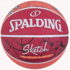 М"яч баскетбольний Spalding Sketch Drible №7, червоний-білий, код: 689344406145