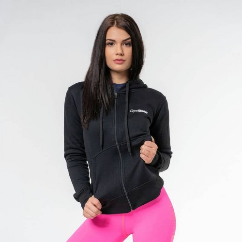 Толстовка жіноча GymBeam Clothing Zipper Hoodie Black S, чорний, код: 217022-GB