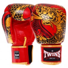 Рукавички боксерські шкіряні Twins Nagas 12 унцій, золотий-червоний, код: FBGVL3-52_12YR