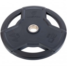 Диски гумові з потрійним хватом та металевою втулкою LiveUp ø50мм, 20кг, чорний, код: LP8330-20