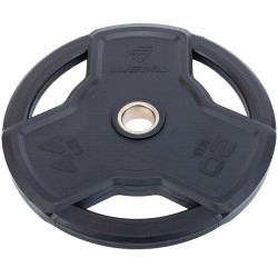 Диски гумові з потрійним хватом та металевою втулкою LiveUp ø50мм, 20кг, чорний, код: LP8330-20 Диски гумові з потрійним хватом та металевою втулкою LiveUp ø50мм, 20кг, чорний, код: LP8330-20