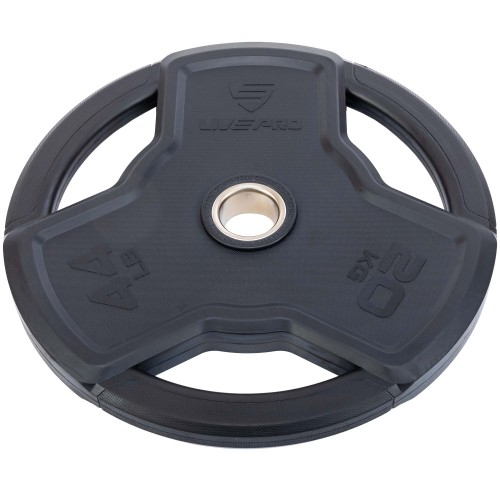 Диски гумові з потрійним хватом та металевою втулкою LiveUp ø50мм, 20кг, чорний, код: LP8330-20