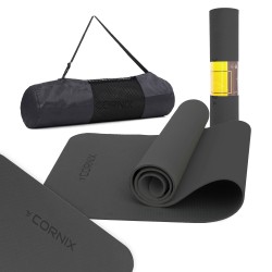Килимок для йоги та фітнесу Cornix TPE 1830x610x6 мм, чорний, код: XR-0350