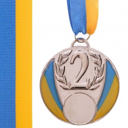Медаль спортивна зі стрічкою PlayGame Ukraine срібна, код: C-4339_S