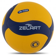 М"яч волейбольний Zelart №5 клеєний, жовтий-синій, код: VB-7450_YBL
