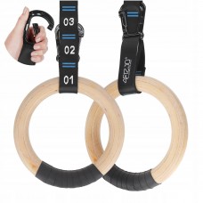 Гімнастичні кільця 4Fizjo дерев"яні, регульовані Black/Blue, код: P-5905973402743